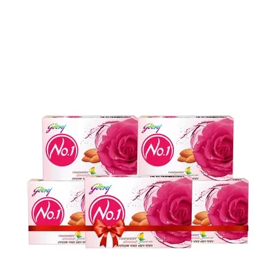 Godrej No.1 Rosewater Almond Soap (Buy 4 Get 1 Free)